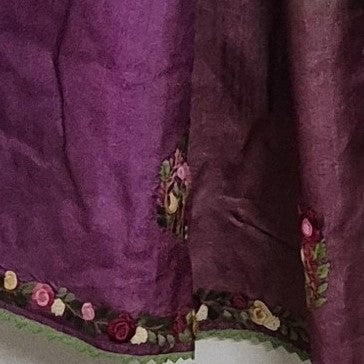 Pure Tussar Silk Saree with Hand Bulliyan Stitch | Attached matching full work  Blouse | Silk Mark Certified