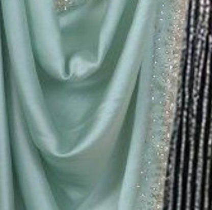 Satin Georgette Saree with Katdhana and Stone Work | Attached work  Blouse