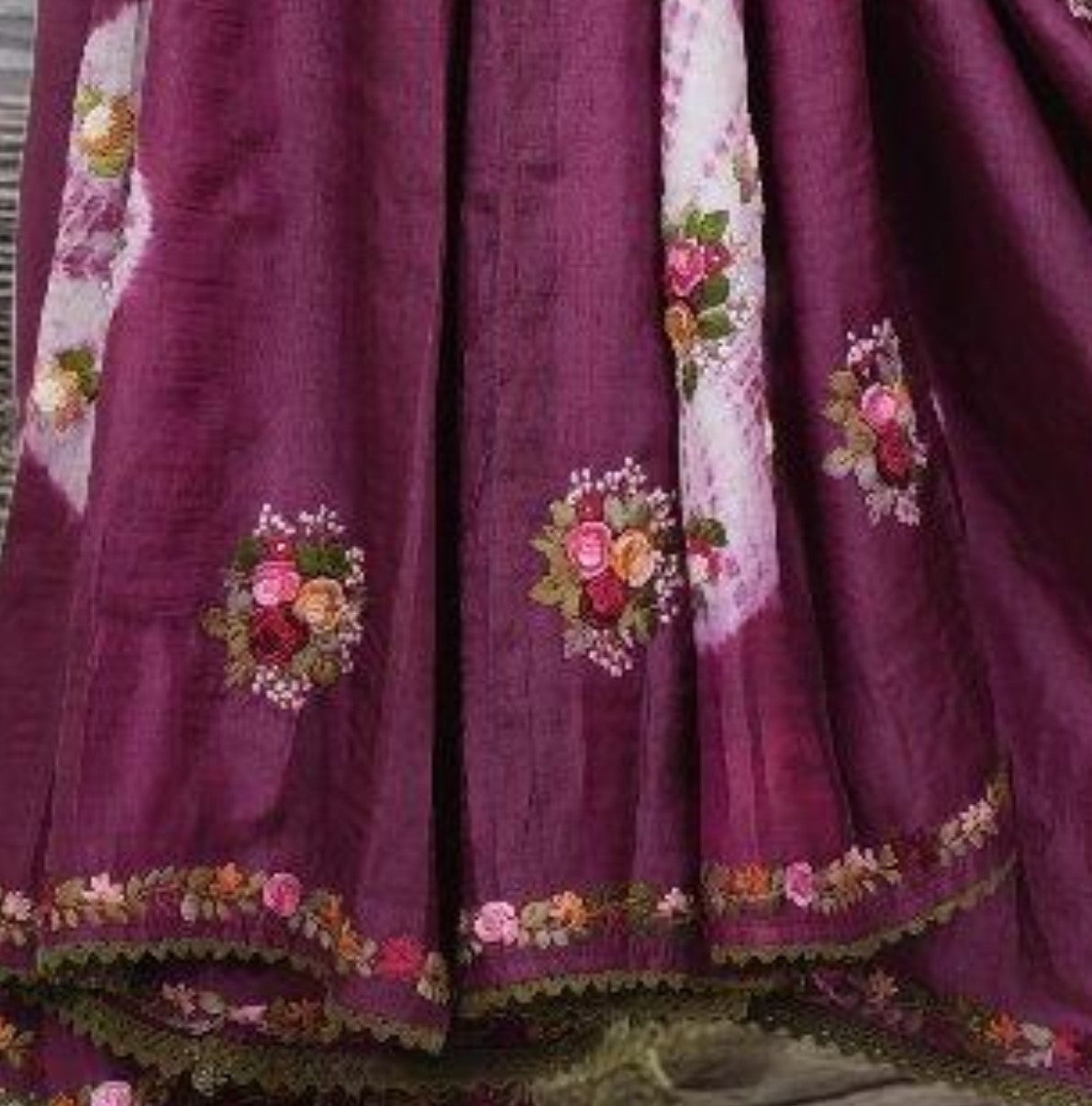 Pure Tussar Silk Saree with Shibori and Bulliyan Stitch | Attached work  Blouse | Silk Mark Certified