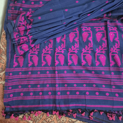 Mull Cotton 120 Count Saree with Attached Blouse