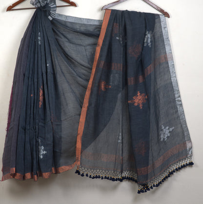 Semi Muslin Karat Saree with Attached Blouse