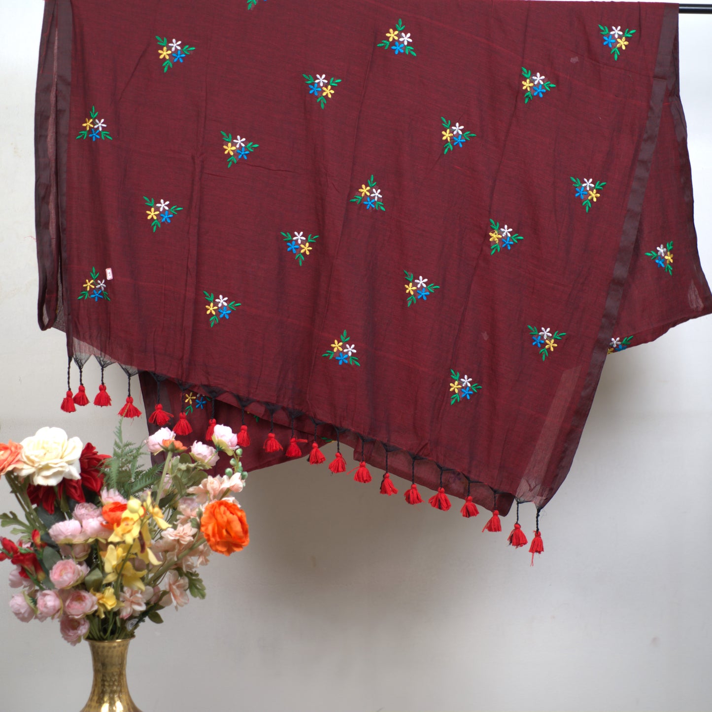 Mull Cotton Saree with Attached Blouse