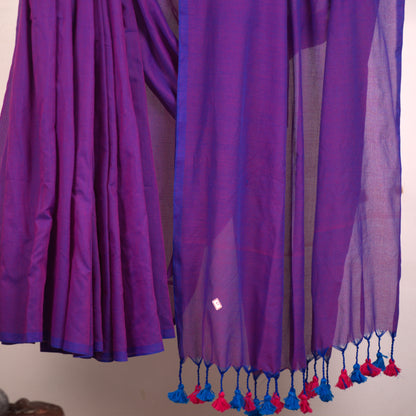 Plain Khadi Saree with Attached Blouse