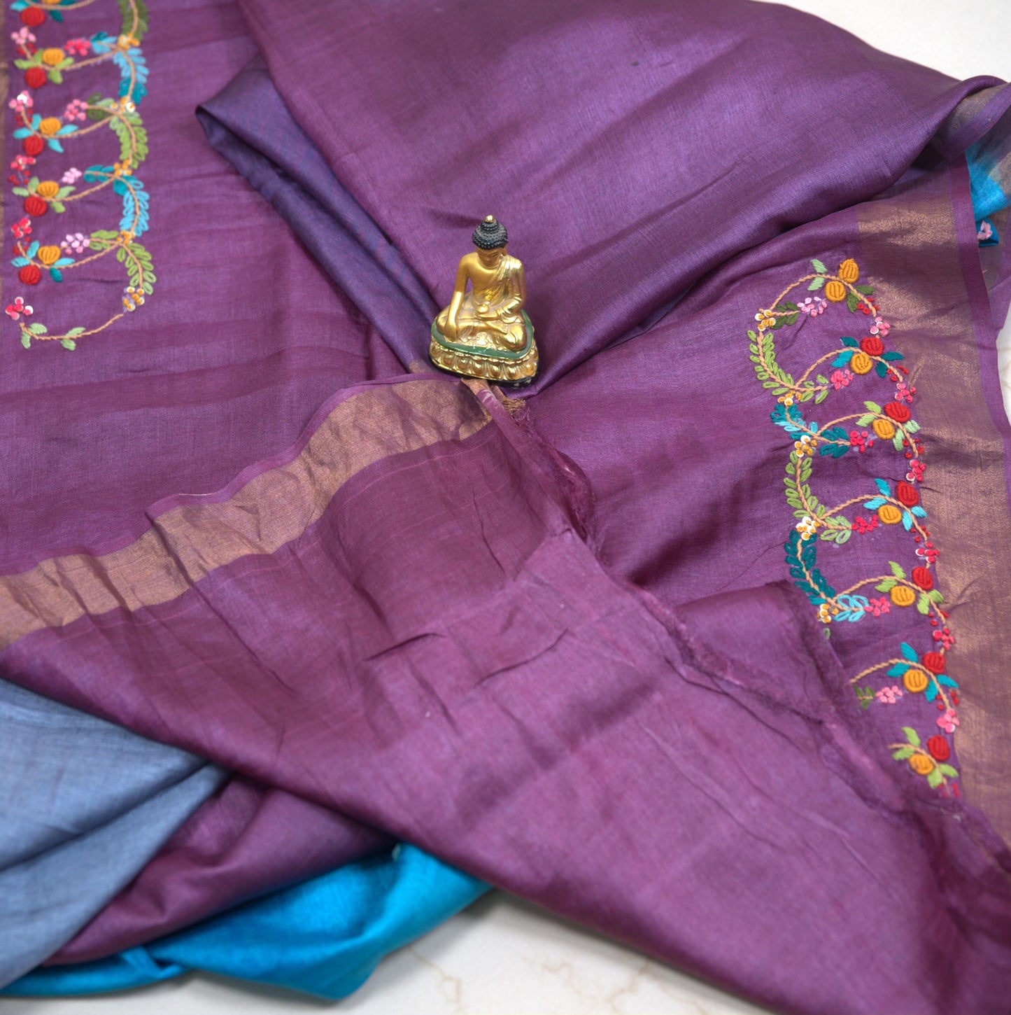 Pure Tussar Silk Saree with Zari Border and Bangle Work – Crafted Elegance