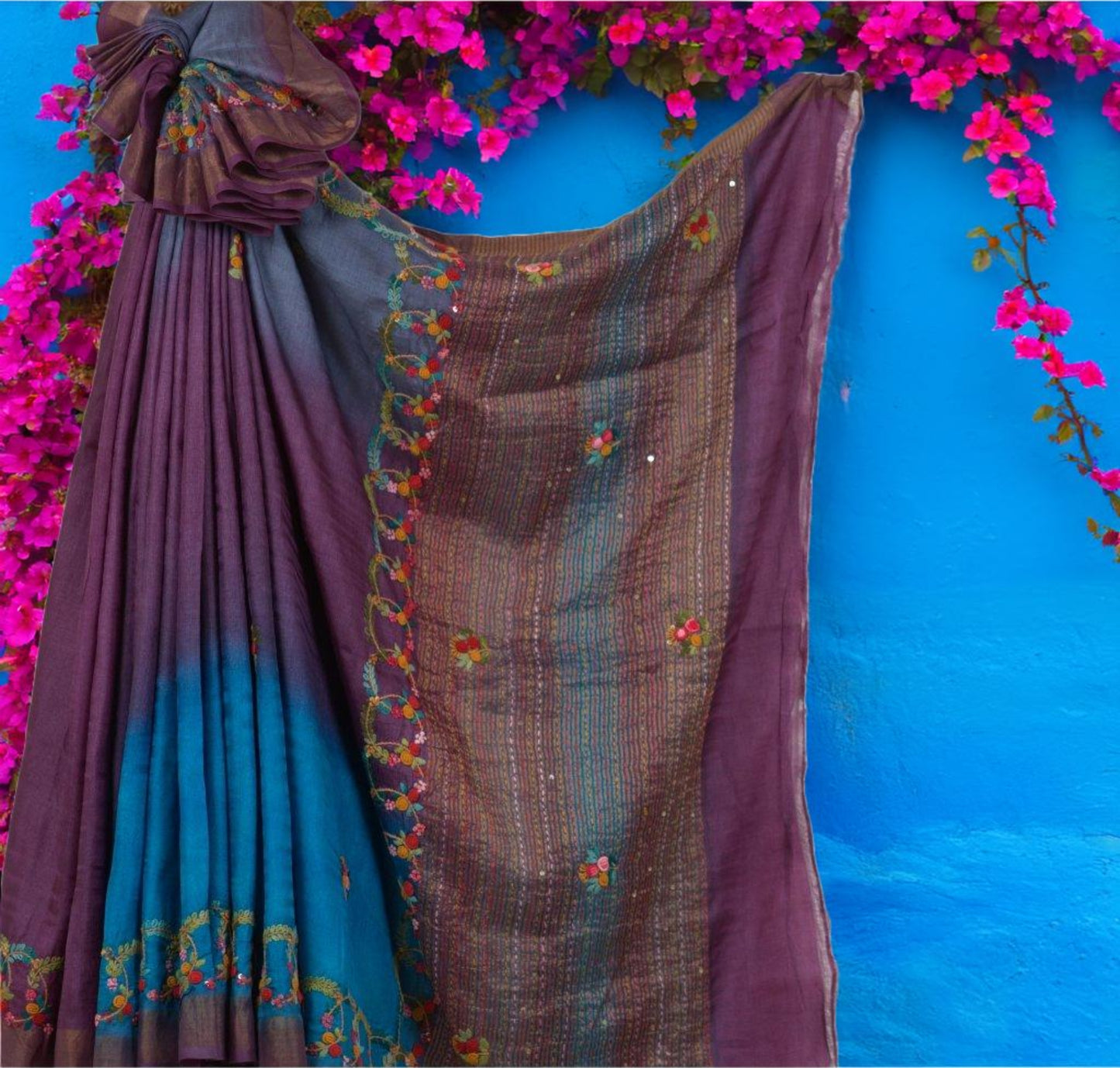 Pure Tussar Silk Saree with Zari Border and Bangle Work – Crafted Elegance