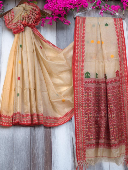 Assamese Mekhela Chador Silk Buti Saree